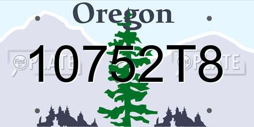10752T8 Oregon License Plate
