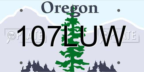 107LUW Oregon License Plate