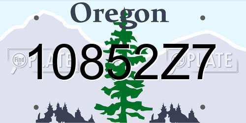 10852Z7 Oregon License Plate