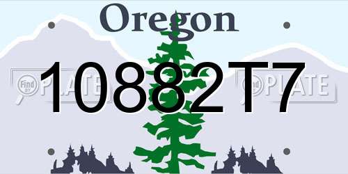 10882T7 Oregon License Plate