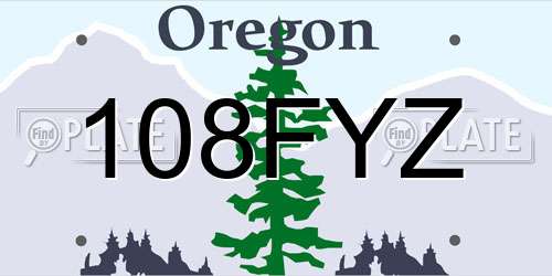 108FYZ Oregon License Plate