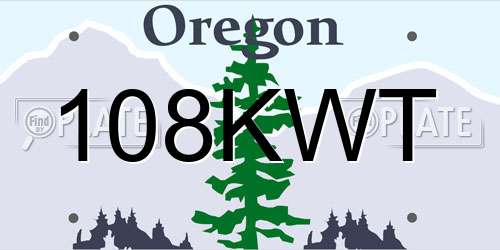 108KWT Oregon License Plate