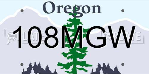 108MGW Oregon License Plate