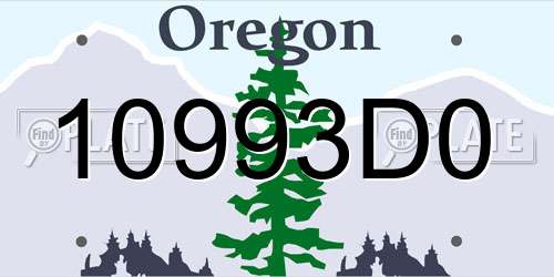 10993D0 Oregon License Plate