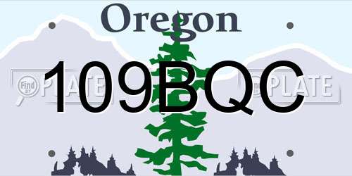 109BQC Oregon License Plate