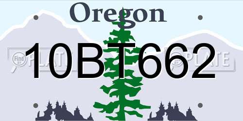 10BT662 Oregon License Plate
