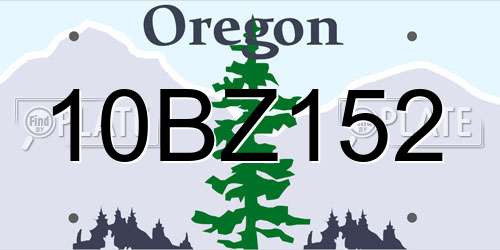 10BZ152 Oregon License Plate