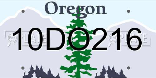 10DO216 Oregon License Plate
