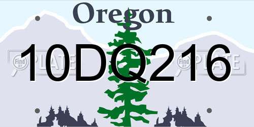 10DQ216 Oregon License Plate