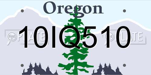 10IQ510 Oregon License Plate