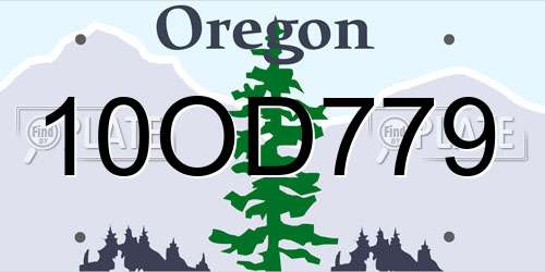 10OD779 Oregon License Plate