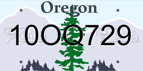 10OQ729 Oregon License Plate