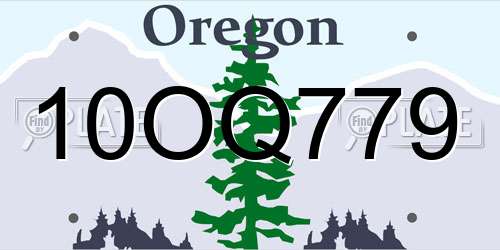 10OQ779 Oregon License Plate