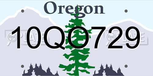 10QO729 Oregon License Plate