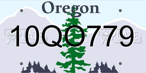 10QO779 Oregon License Plate