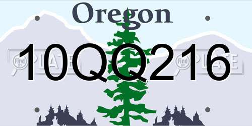 10QQ216 Oregon License Plate