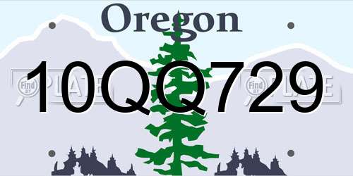 10QQ729 Oregon License Plate