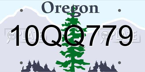 10QQ779 Oregon License Plate