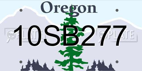 10SB277 Oregon License Plate