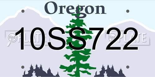 10SS722 Oregon License Plate
