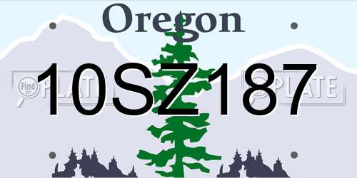 10SZ187 Oregon License Plate