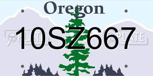 10SZ667 Oregon License Plate