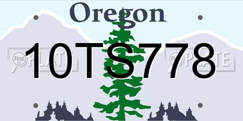 10TS778 Oregon License Plate