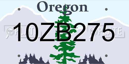 10ZB275 Oregon License Plate