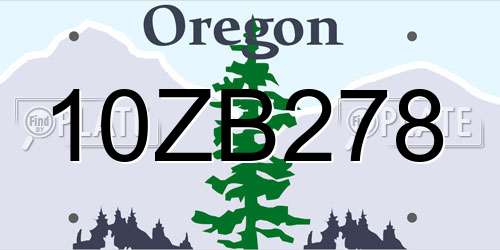10ZB278 Oregon License Plate
