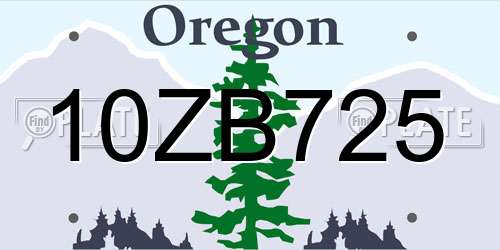10ZB725 Oregon License Plate