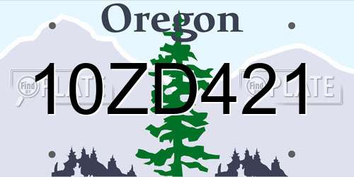 10ZD421 Oregon License Plate