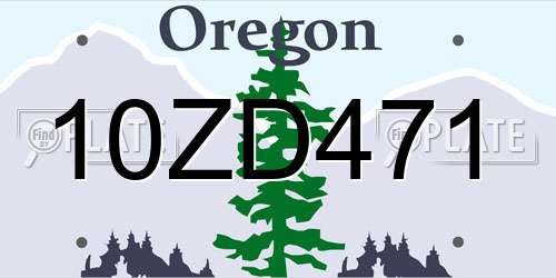 10ZD471 Oregon License Plate
