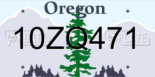 10ZQ471 Oregon License Plate