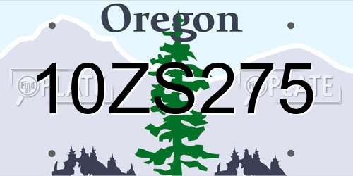 10ZS275 Oregon License Plate