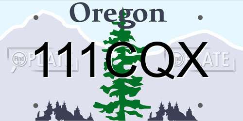 111CQX Oregon License Plate