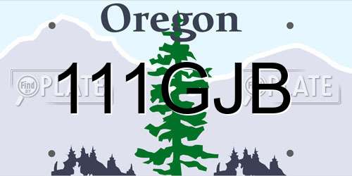 111GJB Oregon License Plate