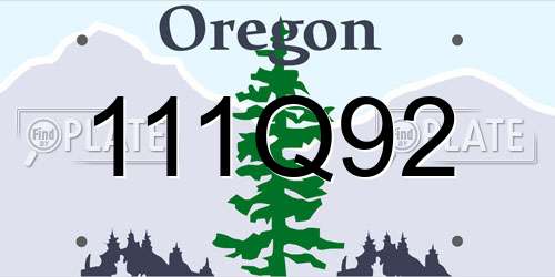 111Q92 Oregon License Plate