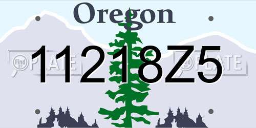 11218Z5 Oregon License Plate
