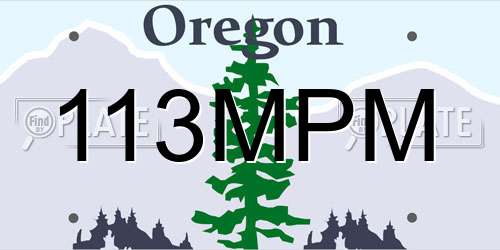 113MPM Oregon License Plate