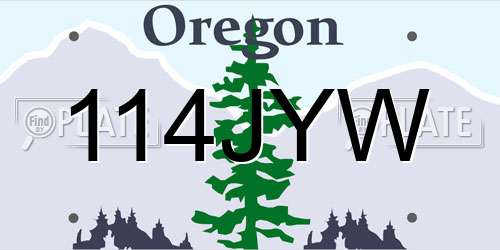 114JYW Oregon License Plate