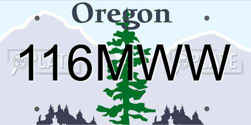 116MWW Oregon License Plate