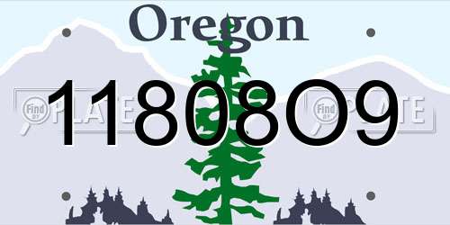 11808O9 Oregon License Plate