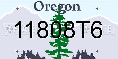 11808T6 Oregon License Plate
