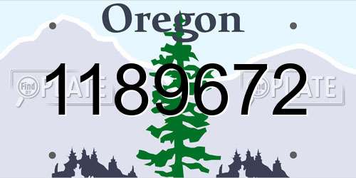 1189672 Oregon License Plate