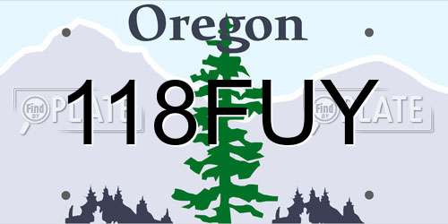 118FUY Oregon License Plate