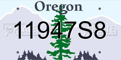 11947S8 Oregon License Plate