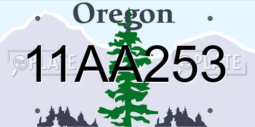 11AA253 Oregon License Plate