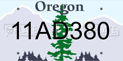 11AD380 Oregon License Plate