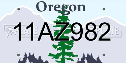 11AZ982 Oregon License Plate
