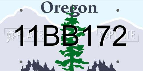 11BB172 Oregon License Plate